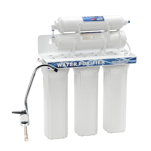 Naturewater NW-PR305 5 Stufen Wasserfilter, 5 µ, PP Kartusche, Untertischfilter Wandhalterung, Filterschlüssel, Sedimentfilter Aktivkohle, Wasserhahn, 2,5m Schlauch, Kurzdreiwegeventil, Kugelhahn von Naturewater