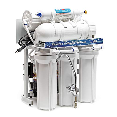 Naturewater NW-RO400-E2 Umkehrosmoseanlage 1500 L/Tag, 5-stufiges Trinkwasser Filtrationssystem, Osmose System mit Druckerhöhungspumpe von Naturewater