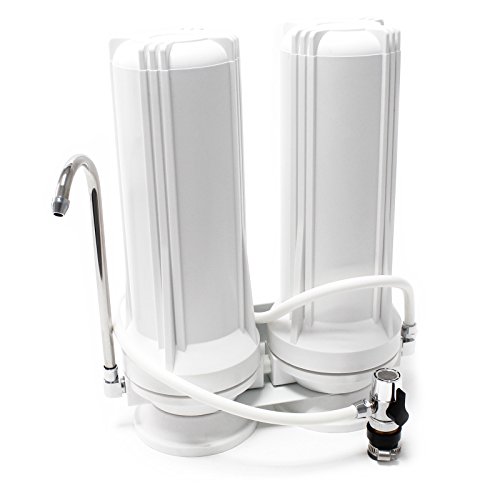 Naturewater TR201 2 Stufen Counter Top Wasserfilter, 0,5 µ Filterpatrone Sedimentfilter, 5 µ Aktivkohle Block, mit Universaladapter von Naturewater