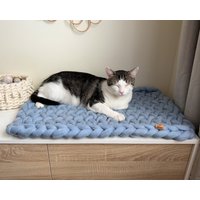 Natürliches Wollkatzenbett Für Fensterbank, Umweltfreundliches Flaches Katzenbett, Weiche Fensterkatzenmatte, Waschbares Grobstrick Haustierbett von Naturfelt