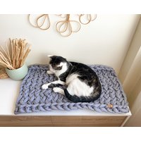 Umweltfreundliches Flaches Katzenbett, Natürliches Wollkatzenbett Für Fensterbank, Handgefertigtes Bett Indoor-Katze, Waschbares Grobstrick von Naturfelt