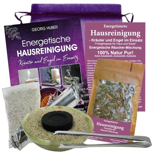 7 teiliges Räucherset Energetische HAUSREINIGUNG Kräuter und Engel + Räucherschale + Räucherkohle + Sand + Zange + Buch (Georg Huber) + Anleitung. 81065-GZ von Naturheilmittel Heilsteine Methusalem GmbH Neu-Ulm