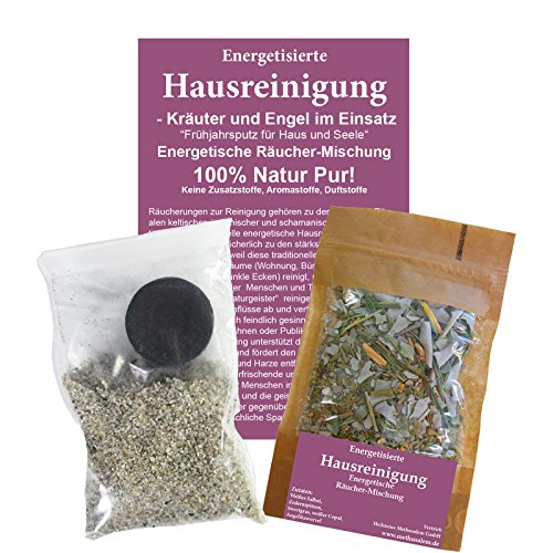 Energetische HAUSREINIGUNG - Kräuter und Engel - zum RÄUCHERN von Haus + Wohnung 4-TLG Räucherset mit Salbei + Kopalharz + Räucherkohle + ZUBEHÖR. 81062 von Naturheilmittel Heilsteine Methusalem GmbH Neu-Ulm