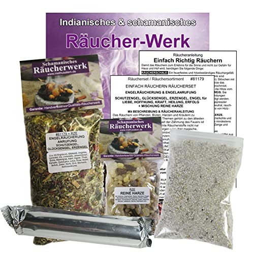 RÄUCHERWERK 6-TLG Räucherset ENGELRÄUCHERUNG & ANRUFUNG. Schutzengel + GLÜCKSENGEL + ERZENGEL. 2 Räuchermischungen + ZUBEHÖR + Anleitung. 81179 von Naturheilmittel Heilsteine Methusalem GmbH Neu-Ulm