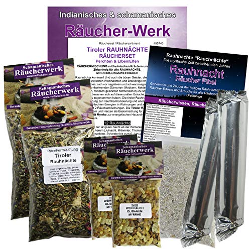 RAUHNÄCHTE Tiroler RAUHNACHT 10-TLG Räucherset zum räuchern WEIHRAUCH + Zirbe 20-Kräuter, MYRRHE, Salbei mit Räucherzubehör für 12 Nächte & DREIKÖNIGE. 95740-X4 von Naturheilmittel Heilsteine Methusalem GmbH Neu-Ulm