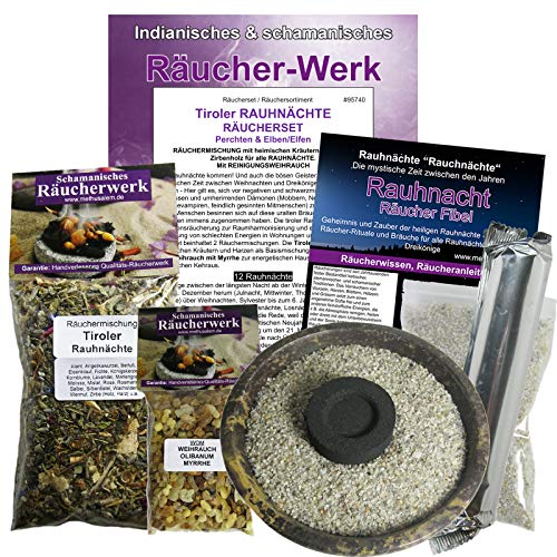 RAUHNÄCHTE Räucherwerk 9-TLG Räucher-Set zum räuchern Tiroler RAUHNACHT + RÄUCHERSCHALE + WEIHRAUCH + 20-Kräuter-Räuchermischung, ZUBEHÖR für 12 Nächte & DREIKÖNIGE. 95740-B10 von Naturheilmittel Heilsteine Methusalem GmbH Neu-Ulm