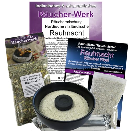 Rauhnächte 8-TLG Ritual Räucherset [NORDISCH ISLÄNDISCHE RAUHNACHT] Räuchersortiment zum räuchern mit Räucherschale Räuchermischung Räucherkohle Räuchersand Rauhnachtfibel Räucheranleitung 81170-S von Naturheilmittel Heilsteine Methusalem GmbH Neu-Ulm