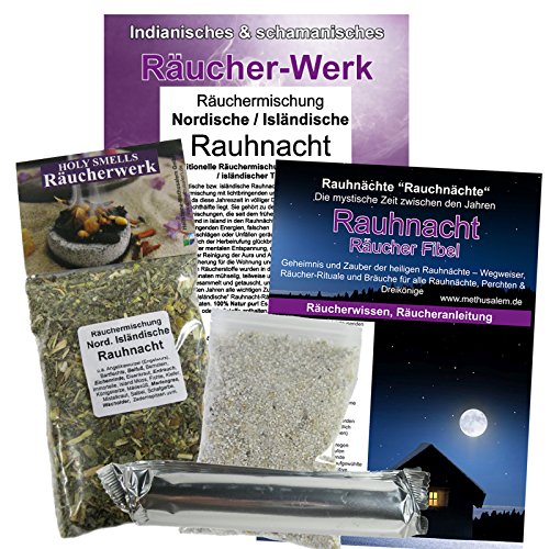 RAUHNÄCHTE Set 5-TLG Rituale Räucherset NORDISCHE ISLÄNDISCHE Rauhnacht zum räuchern. 20-Kräuter, Weihrauch, Bernstein Räuchersortiment. Räucherwerk, Räucherkohle, Räucheranleitung. 81190 von MyTobaQ