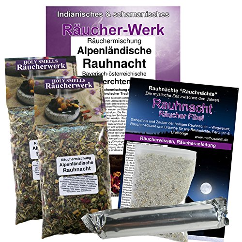 RAUHNÄCHTE: Alpenländische Rauhnacht 6-TLG Räucherset für alle Rauhnächte + Perchten + Dreikönige. 2 x Räucherwerk 30-Kräuter-Räuchermischungen + Anleitung + Rauhnachtfibel + Zubehör. 81182-X2 von Naturheilmittel Heilsteine Methusalem GmbH Neu-Ulm