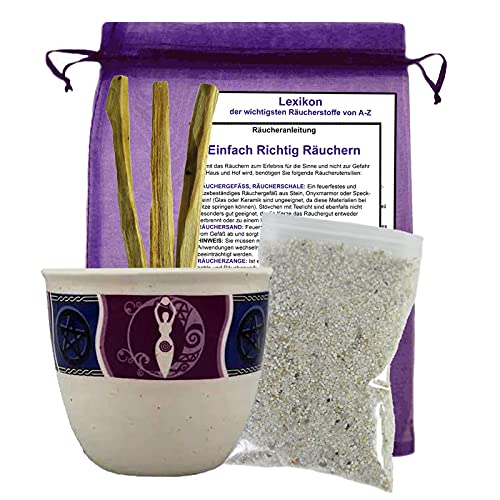 Räuchergefäß Keramik RÄUCHERSCHALE Räucherkelch für STEHENDES Räucherwerk & RÄUCHERSTÄBCHEN 7-TLG Set mit PALO Santo Holz + ZUBEHÖR + Stoffbeutel 82430-9 Räuchergefäß Keramik RÄUCHERSCHALE Räucherkelch für STEHENDES Räucherwerk & RÄUCHERSTÄBCHEN 7-TLG Set mit PALO Santo Holz + ZUBEHÖR + Stoffbeutel 82430-9 von Naturheilmittel Heilsteine Methusalem GmbH Neu-Ulm