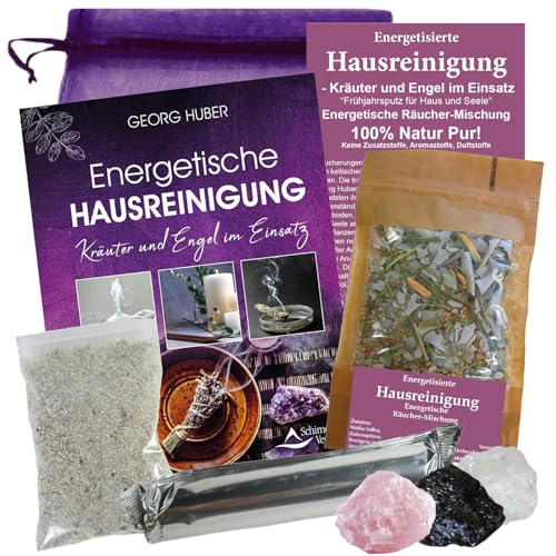 Räucherung energetische Hausreinigung 8-TLG Räucherset zum Wohnung ausräuchern mit Räucherwerk, Schutzsteinen, Räucherzubehör und Buch Kräuter und Engel. 81066 von Naturheilmittel Heilsteine Methusalem GmbH Neu-Ulm