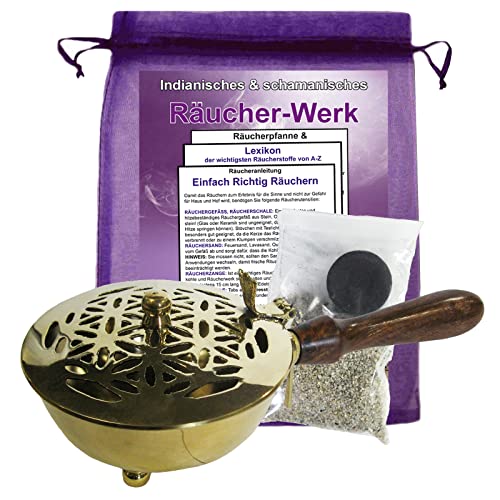 Räucherstövchen Weihrauchbrenner Räuchergefäß Blume des Lebens Räucherpfanne 6-TLG Räucherset zum räuchern für Rauhnächte mit Räucheranleitung & Räucherzubehör. 7860-0 von Naturheilmittel Heilsteine Methusalem GmbH Neu-Ulm
