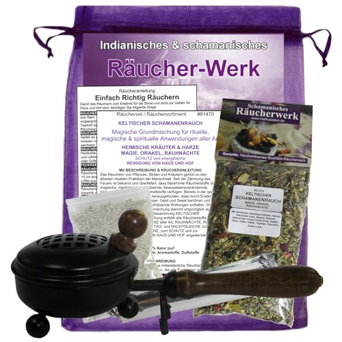 Räucherwerk KELTISCHER SCHAMANENRAUCH 6-TLG Räucherset. Magische Grundmischung für rituelle + magische & spirituelle Anwendungen. 1 x Räuchermischung + ZUBEHÖR + Anleitung. 81470-P von Naturheilmittel Heilsteine Methusalem GmbH Neu-Ulm