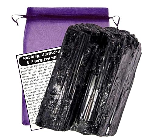 Schwarzer TURMALIN Stein Rohstein Schutzstein [500-600g] SCHÖRL Kristall | Energievampire abwehren + Selbstschutz + Auraschutz [MOBBING & NEGATIVES abwehren] 95031 von Naturheilmittel Heilsteine Methusalem GmbH Neu-Ulm