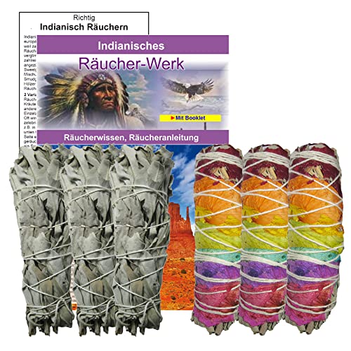 Weißer Salbei zum räuchern + Sage/Rose 10-TLG Räucher-Set 6X Räucherwerk mit Beschreibung, Räucheranleitung und Booklet [INDIANISCH RÄUCHERN]. 95465-6 von Naturheilmittel Heilsteine Methusalem GmbH Neu-Ulm