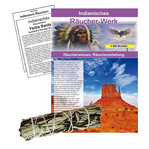 Yerba-Santa Santa-Kraut schamanisches Smudge Bündel 10-12cm zum räuchern. 4-TLG Räucherset mit Beschreibung + Räucheranleitung + Booklet RICHTIG INDIANISCH RÄUCHERN. 81076-1 von Naturheilmittel Heilsteine Methusalem GmbH Neu-Ulm
