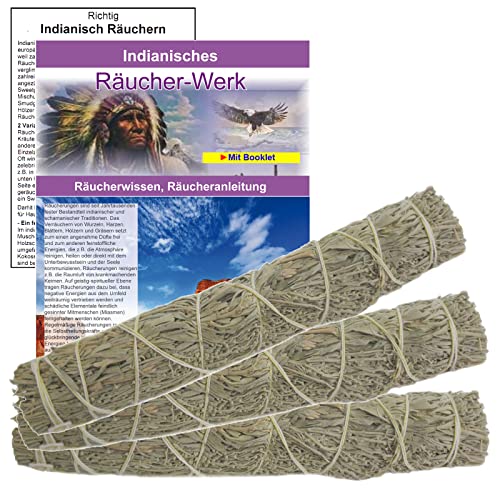 Beifuß Präriebeifuß Wüstenbeifuß XXL zum räuchern 4-TLG Räucherset. 3X Smudge Bündel [ca. 22cm] + 1x Booklet & Beschreibung. 81206 von MyTobaQ