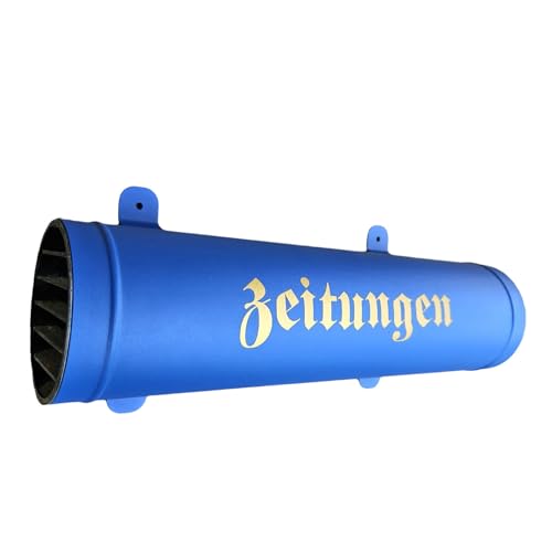 Naturholz-Schreinermeister Zeitungsrolle Blau RAL 5005 Matt aus Metall mit Verschlussgitter Zeitungsrohr Zeitungsbox (Blau) von Naturholz-Schreinermeister