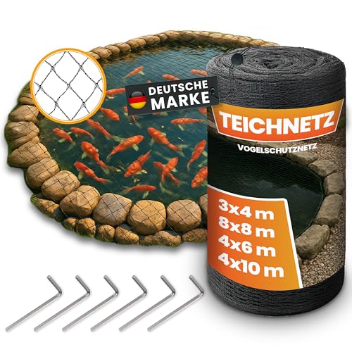 NATURIZ® Teichnetz & Vogelschutznetz robust - 15x15mm feinmaschig - UV & witterungsbeständig - Netz gegen Vögel, Laub & Teichschutz (3 x 4 m) von Naturiz