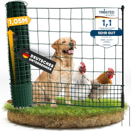 NATURIZ® Weidezaun 105cm hoch - mobiler Hundezaun & Hühnerzaun extrem stabil, Zaun für Hunde ohne Strom, Grün (15m) von Naturiz