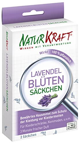 NATURKRAFT - Lavendelblüten Säckchen | Duftsäckchen mit Lavendel-Duft für Schlafzimmer, Kleiderschränke und Kommoden | Motten Duft-Mittel ohne Gift zum Schutz vor Motten | Inhalt: 3 Duftsäckchen von Naturkraft