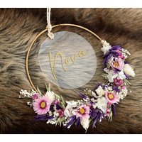 Filigraner Trockenblumenkranz in Lila, Weiß, Grün, Verschiedenen Größen Mit Hortensien, Lagurus, Ruscus, Hafer, Rhodante U.v.m von Naturlandhandmade