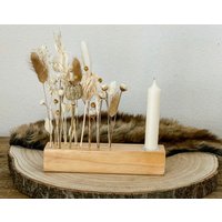 Flowerboard, Flowergram, Holzleiste Als Kerzenständer Mit Trockenblumen von Naturlandhandmade