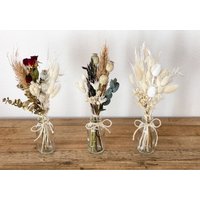 Kleiner Trockenblumenstrauß Herbst/Winter Mit Vase in Verschiedenen Farben Pampasgras, Lagurus, Hafer, Phalaris, Eukalyptus von Naturlandhandmade