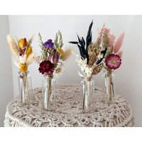 Mini Trockenblumenstrauß Mit Vase Oder Als Torten-Topper, Deko Für Geschenke, Tischdeko, Hochzeit, Nigella, Lagurus, Pampasgras von Naturlandhandmade