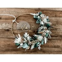 Trockenblumenkranz Mit Personalisierter Acrylscheibe, Verschiedene Farben Und Größen von Naturlandhandmade