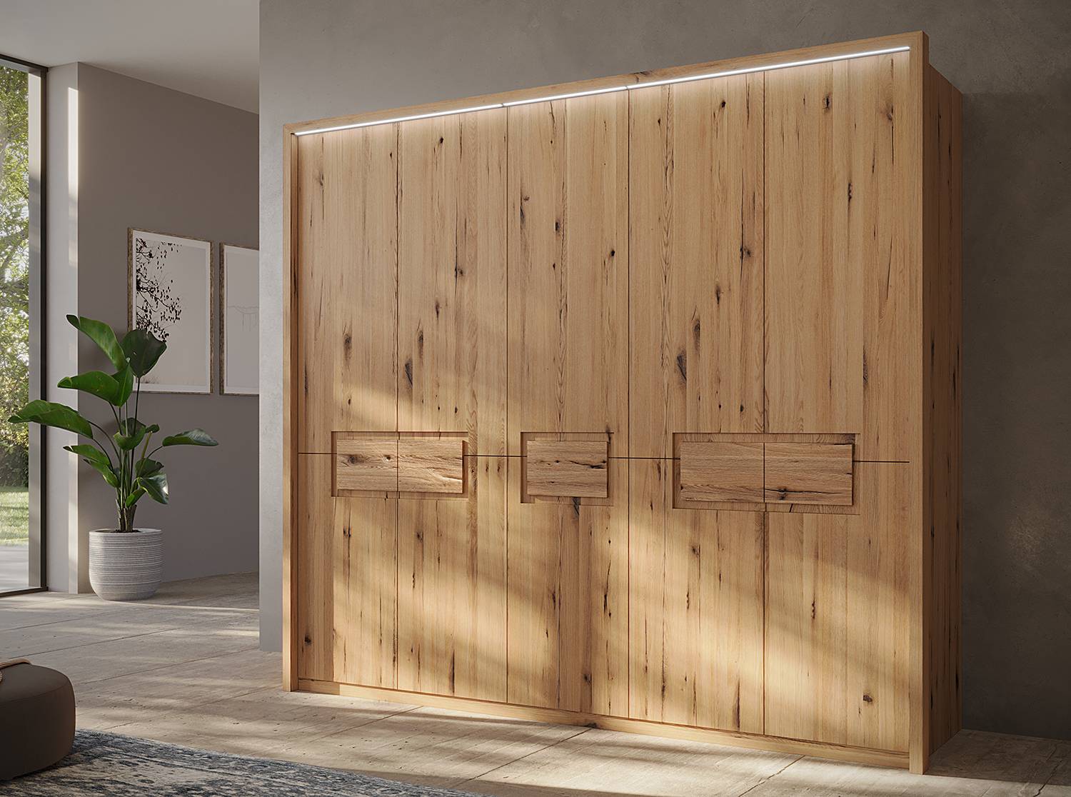 home24 Massiver Drehtürenschrank 252cm Braun von home24