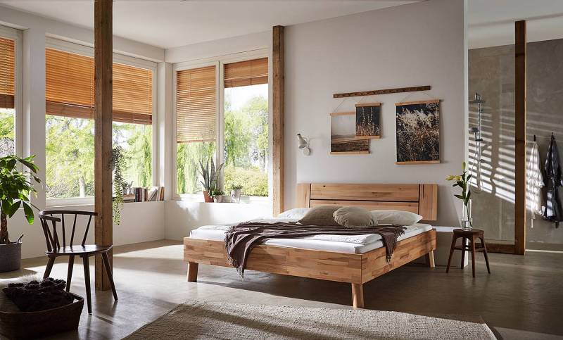 home24 Massivholzbett Coroo II 100 x 200cm Massivholz Kernbuche, geölt Braun Buche von home24