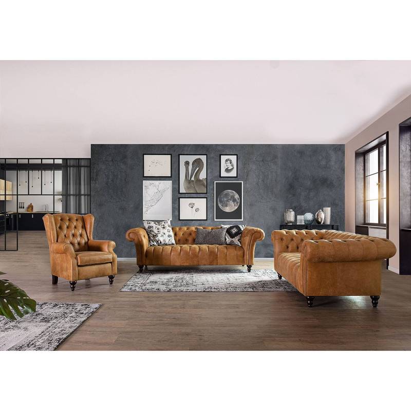 home24 Ohrensessel Boyce Braun/Cognac Lederart: Echtleder Material: Echtleder 83 x 102 x 89cm von home24