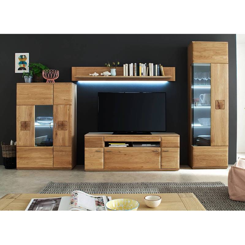 home24 Standvitrine 60 x 208 x 38cm Glastür rechts Braun von home24