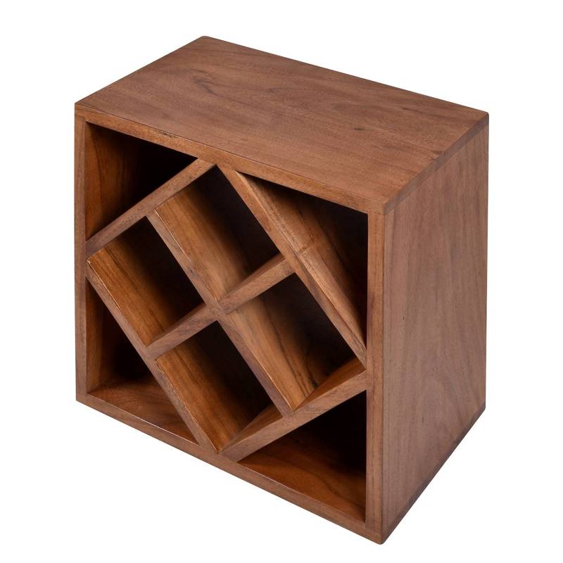 home24 Weinregal Hawley Massivholz Akazie, lackiert Beige 40 x 40 x 25cm von home24