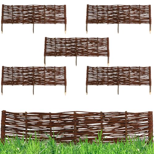 Natursache I 5 x Weidenzaun Beeteinfassung Holz Beetumrandung & Steckzaun aus Weide I Sichtschutz Zaunelemente I Beetzaun aus Weidengeflecht I Gartenzaun & Beetabgrenzung I Grabumrandung (60x60 cm) von Natursache