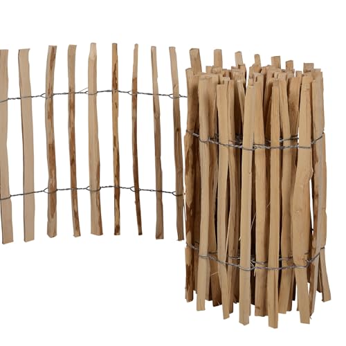 Natursache I Staketenzaun I Flexibler Zaun I Gartenzaun I Begrenzungszaun Holz I Rollzaun I Holzzaun I Beetzaun zum Stecken I Beetumrandung Holz I Steckzaun für Garten (80cm x 5m) von Natursache