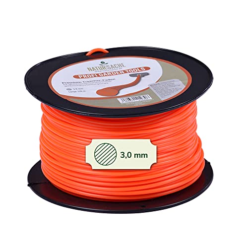 Natursache Trimmerfaden für Rasentrimmer, orange, rund I 3,0 mm x 120 m I Extra reißfester Mähfaden für maximale Schnittleistung I Zubehör für Motorsense von Natursache