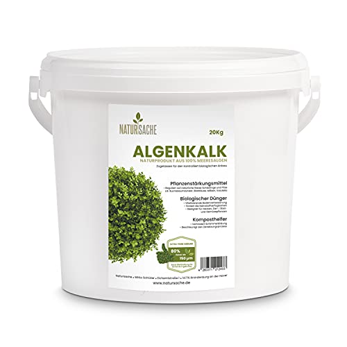 Natursache biologischer Algenkalk aus 100% Rotalge, 20kg I Reguliert Schädlinge auf natürliche Weise I Natur-Dünger für Buchsbäume & andere Pflanzen I Anleitung per E-Book von Natursache