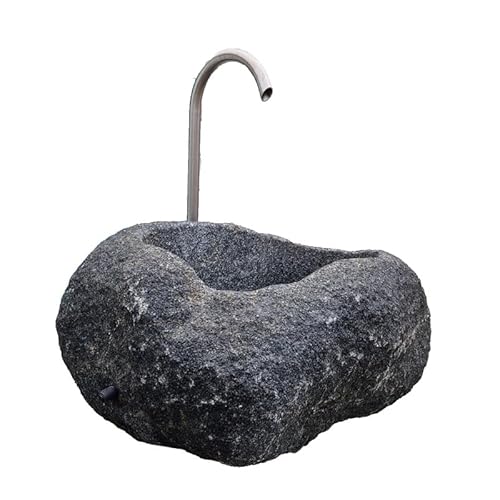 Natursteinzentrum Rhein Main Brunnen aus Flusskiesel, schwarz, rundlich, mit Edelstahl-Umlaufsystem von Natursteinzentrum Rhein Main