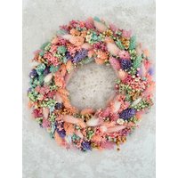Trockenblumenkranz/Türkranz Pastell Frühling Wandkranz 20cm - 40cm von NaturverliebtVerena