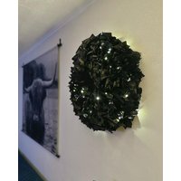 Wandkranz/Türkranz Adventskranz/ Papier Schwarz Lichterkette von NaturverliebtVerena