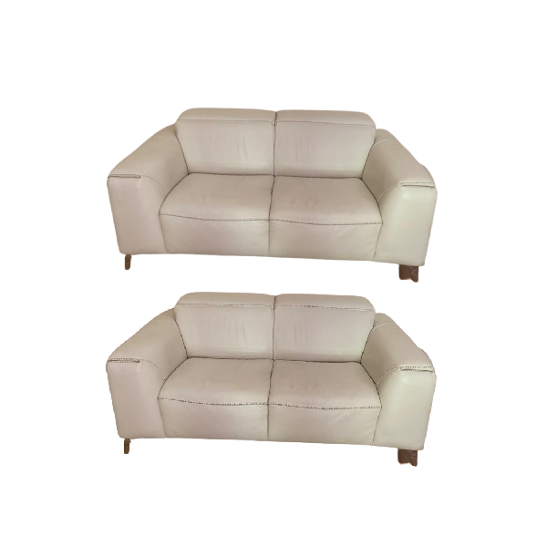 2-Sitzer Ledersofa Trionfo in Weiß, Natuzzi von Natuzzi