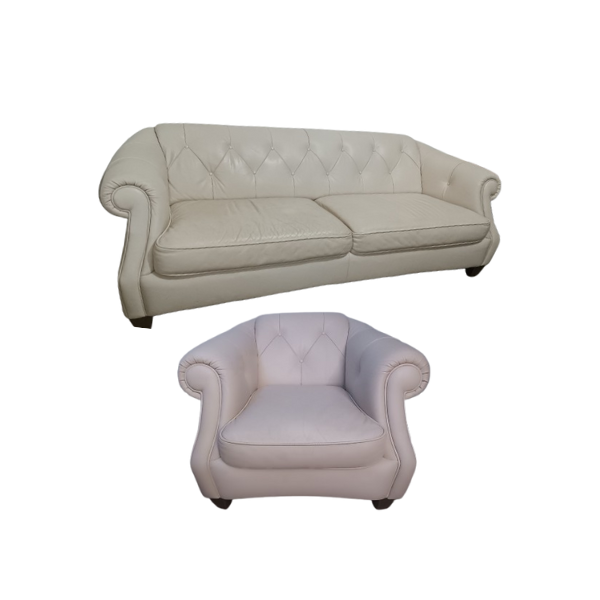 3-Sitzer Sofa und Sessel Set Metropolis aus Echtleder, Natuzzi von Natuzzi