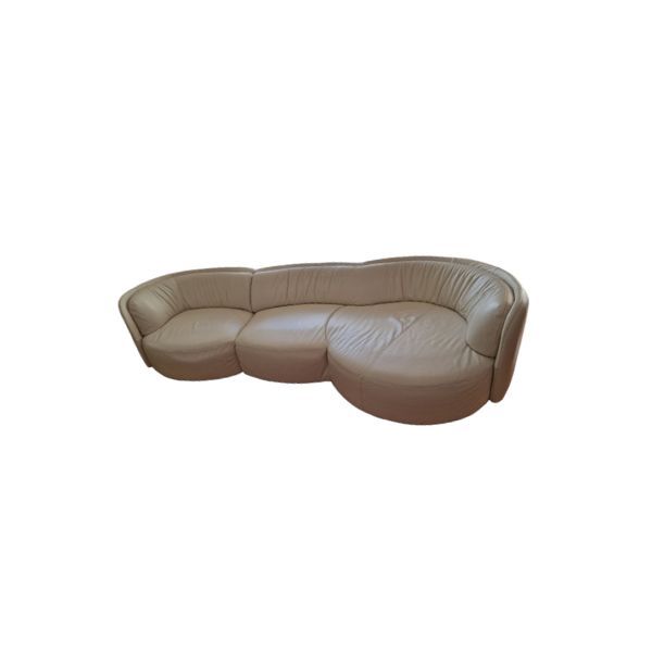 4-Sitzer Sofa mit Ottomane Deep aus weißem Leder, Natuzzi von Natuzzi