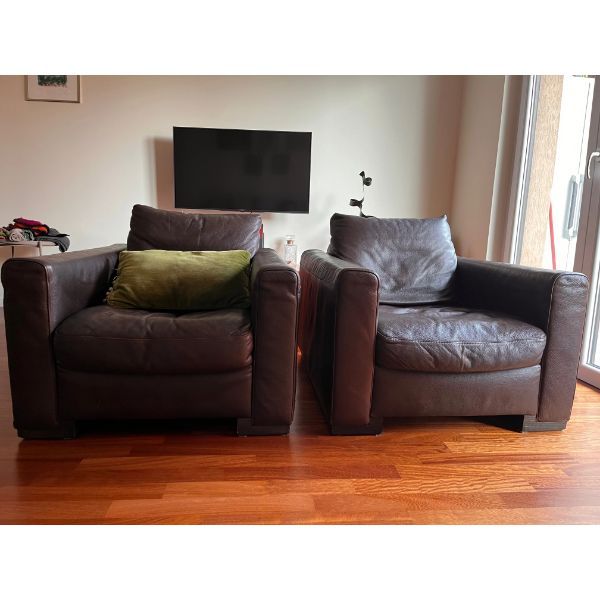 Set 2 Leder Sessel, Natuzzi von Natuzzi