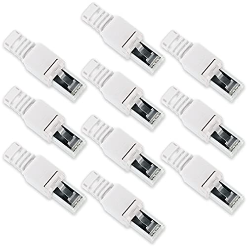 Nauci 10x Netzwerk Stecker RJ45 Cat6a Cat6 Cat7 Cat5 LAN Kabel werkzeuglos Netzwerkstecker ohne Werkzeug werkzeugfrei Crimpstecker für Patchkabel Netzwerkkabel von Nauci