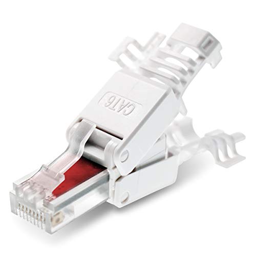 1x Netzwerk Stecker RJ45 Cat6 Cat7 Cat5 LAN Kabel werkzeuglos Netzwerkstecker ohne Werkzeug werkzeugfrei Crimpstecker für Patchkabel Netzwerkkabel von Nauci