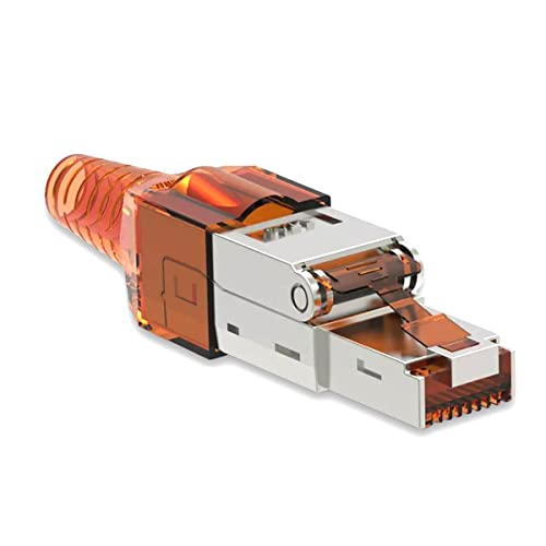 Nauci 1x Netzwerkstecker CAT 7 Werkzeuglos RJ45 Netzwerk Stecker für Verlegekabel Patchkabel Netzwerkkabel aus Metall ohne Werkzeug werkzeugfrei von Nauci