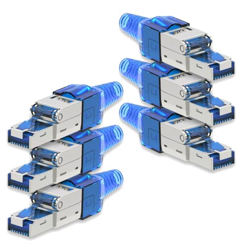 6X Netzwerkstecker CAT 7 Werkzeuglos RJ45 Netzwerk Stecker für Verlegekabel Patchkabel Netzwerkkabel aus Metall ohne Werkzeug werkzeugfrei von NAUCI